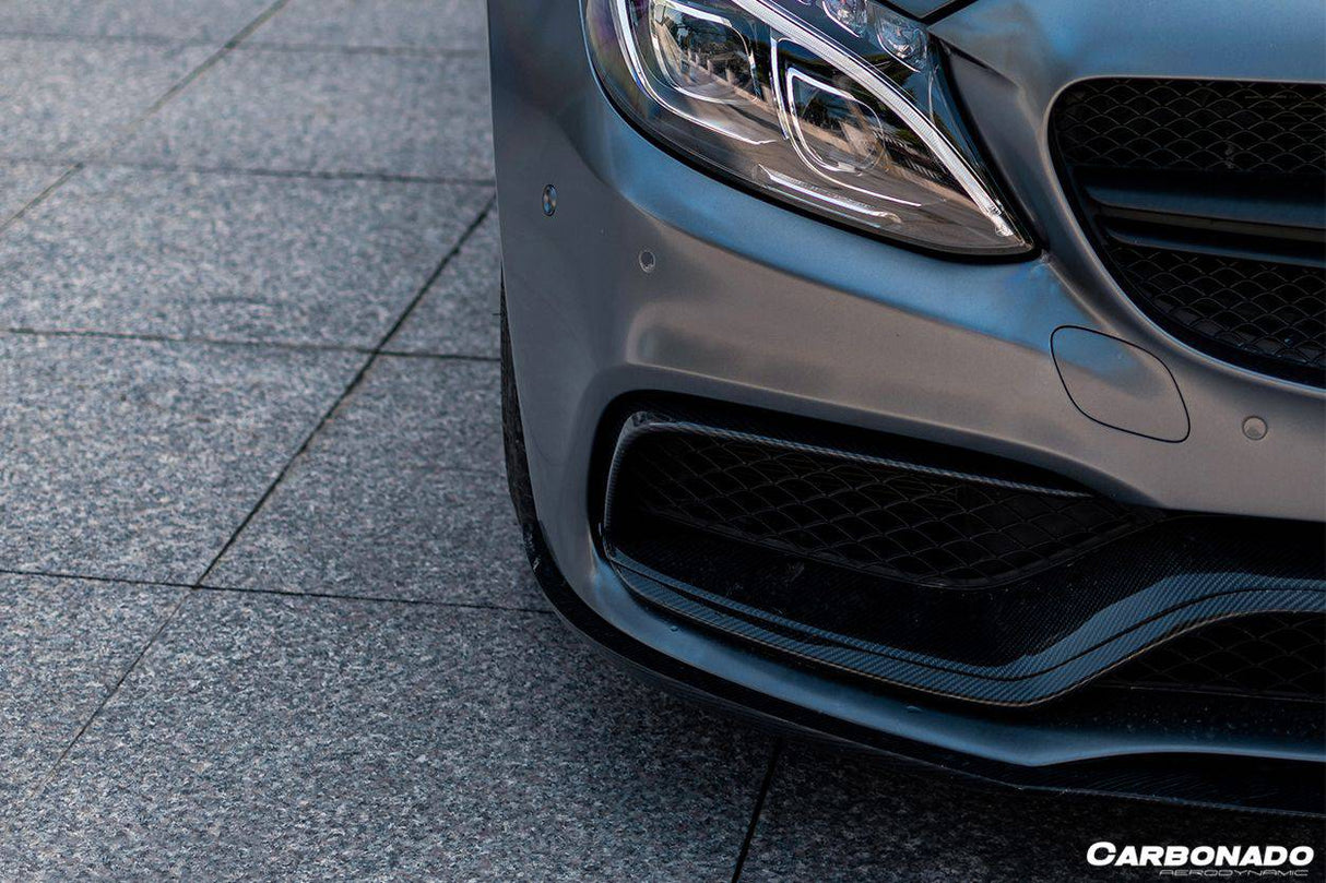 2015-2021 Mercedes Benz W205 C63  S AMG Sedan  Coupe Carbon Fiber Front Bumper Canards