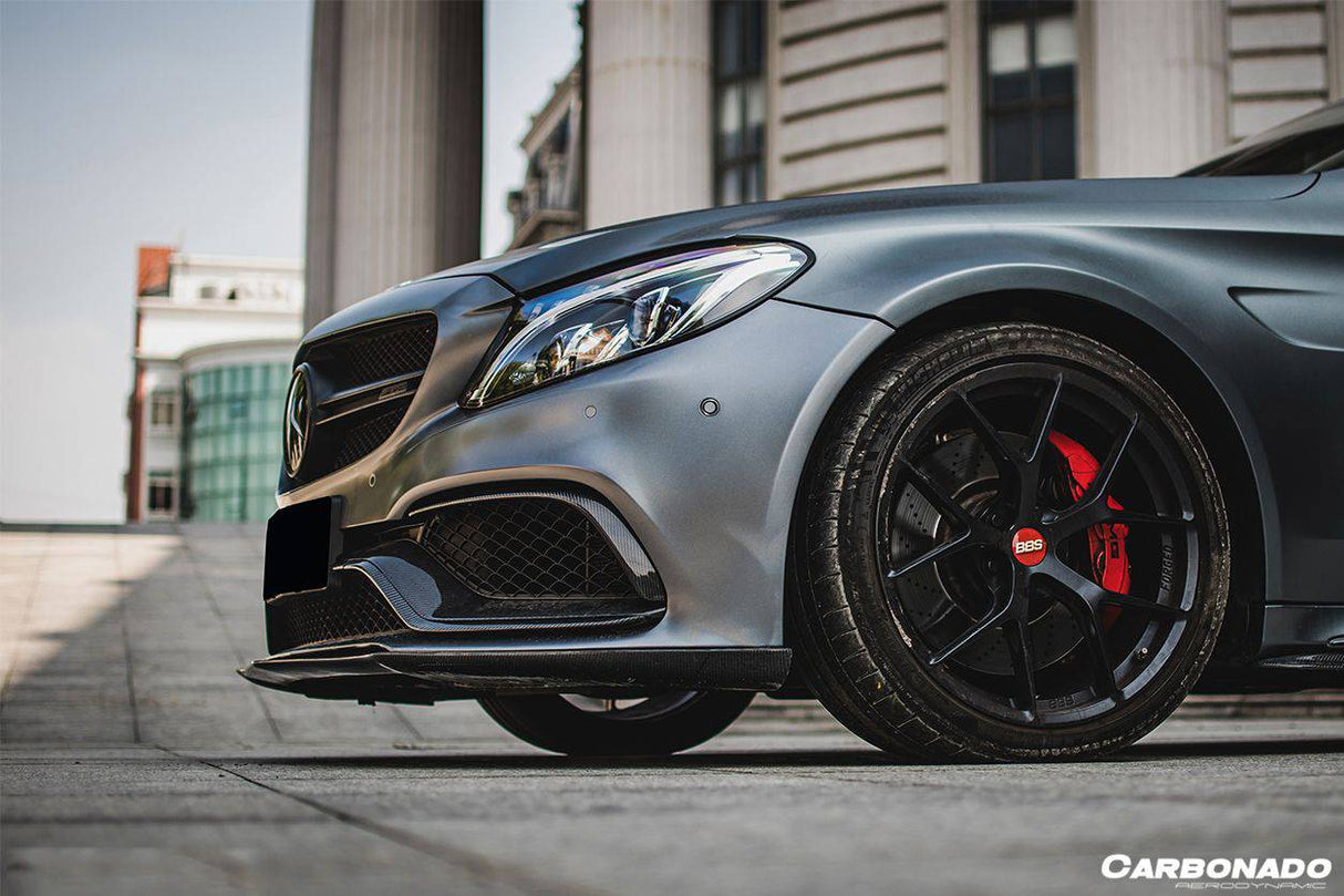 2015-2021 Mercedes Benz W205 C63  S AMG Sedan  Coupe Carbon Fiber Front Bumper Canards
