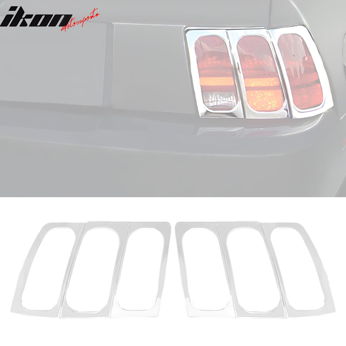 1999-2004 Ford Mustang Chrome ABS Tail Lights Frame Bezel Trim Pair