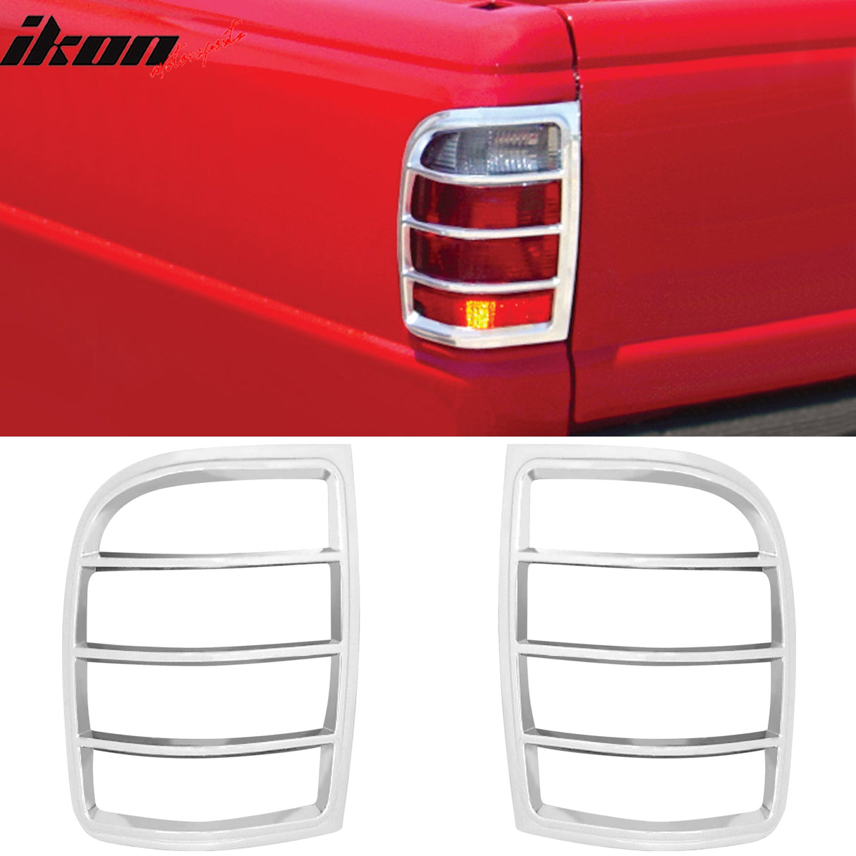 1998-2001 Ford Ranger Chrome ABS Tail Lights Frame Bezel Trim Pair