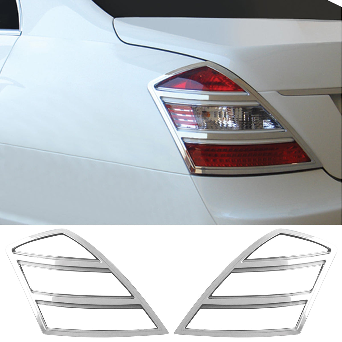 Rear Tail Light Bezel Cover Trim for Benz W221 S-Class 2007-2009 Chrome