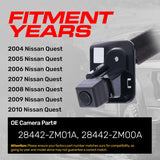 Nissan Quest (2004-2010) OEM Replacement Backup Camera OE Part # 28442-ZM00A, 28442-ZM01A