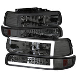 Spec-D Headlights Chevy Silverado 1500 (99-02) 2500HD 3500 (01-02) Crystal LED Bar & Bumper Lights-  Clear or Smoke