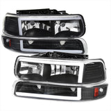 Spec-D Headlights Chevy Silverado 1500 (99-02) 2500HD 3500 (01-02) Crystal LED Bar & Bumper Lights-  Clear or Smoke