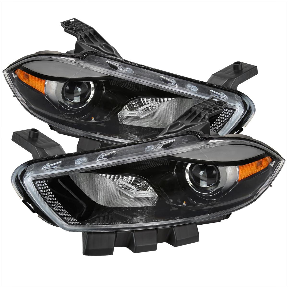 Spec-D Projector Headlights Dodge Dart (13-16) w/ Optional LED Bar - Black / Chrome / Smoked