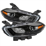 Spec-D Projector Headlights Dodge Dart (13-16) w/ Optional LED Bar - Black / Chrome / Smoked