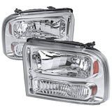 Spec-D OEM Replacement Headlights Ford F250 / F350 / F450 / F550 (05-07) Chrome / Black