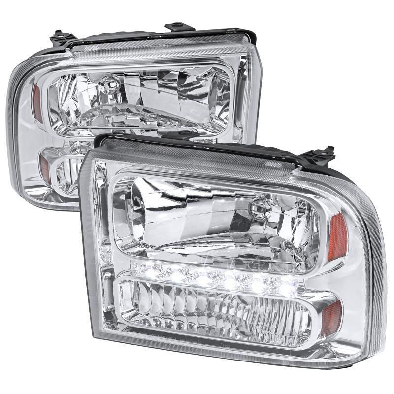 Spec-D OEM Replacement Headlights Ford F250 / F350 / F450 / F550 (05-07) Chrome / Black