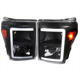 Spec-D OEM Replacement Headlights Ford F250 F350 Super Duty (11-16) w/ LED Bar & Breathing Effect
