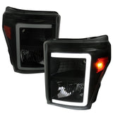 Spec-D OEM Replacement Headlights Ford F250 F350 Super Duty (11-16) w/ LED Bar & Breathing Effect