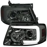 Spec-D Projector Headlights Ford F150 (04-08) Sequential LED Bar - Black / Smoke Tint / Chrome