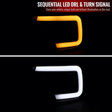 Spec-D Projector Headlights Ford F150 (04-08) Sequential LED Bar - Black / Smoke Tint / Chrome