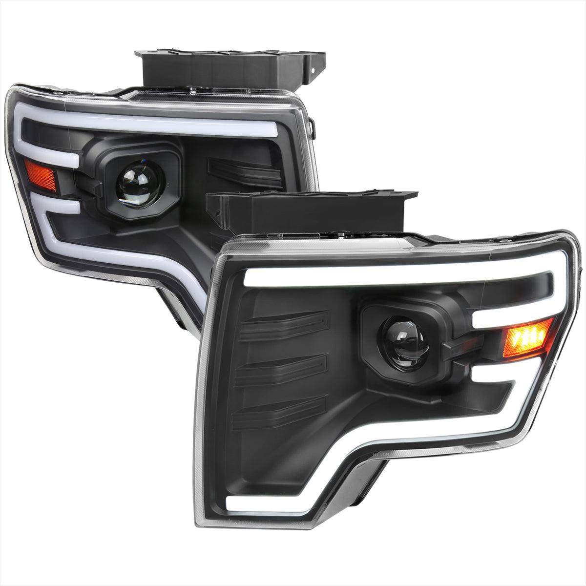 Spec-D Projector Headlights Ford F150 (09-14) Sequential Switchback LED Bar - Black / Chrome