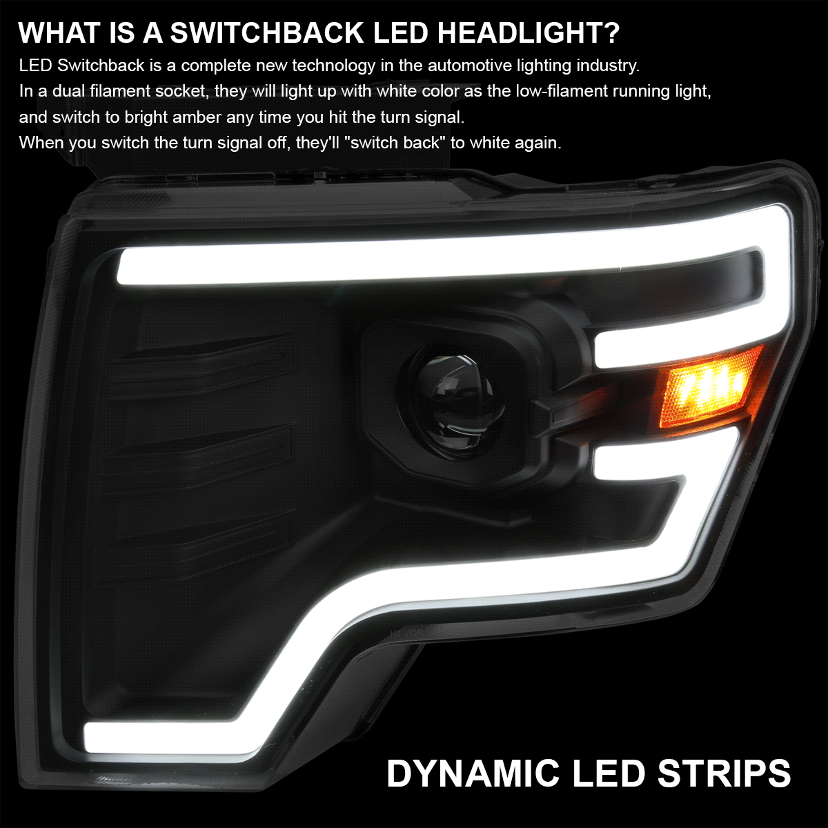 Spec-D Projector Headlights Ford F150 (09-14) Sequential Switchback LED Bar - Black / Chrome