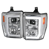 Spec-D Projector Headlights Ford F250 F350 F450 (08-09-10) LED C-Bar - Black / Smoke / Chrome
