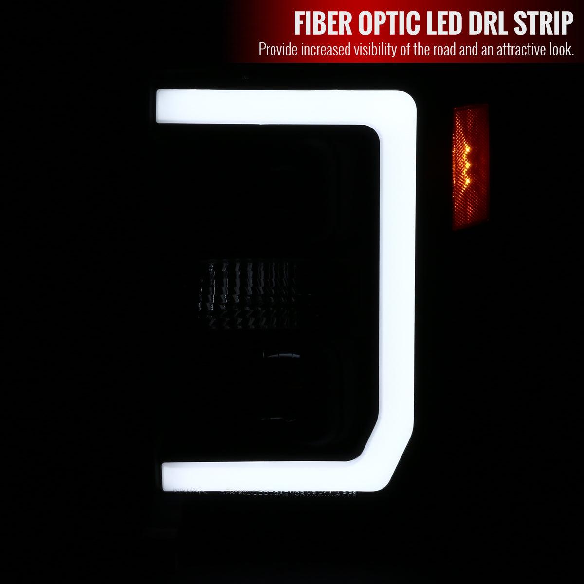 Spec-D Projector Headlights Ford F250 F350 F450 (08-09-10) LED C-Bar - Black / Smoke / Chrome