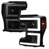 Spec-D Projector Headlights Ford F250 F350 F450 (2017-2019) Dual C-Bar Sequential LED - Black / Tinted / Clear