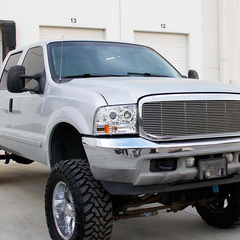 Spec-D Projector Headlights Ford F250 F350 F450 (99-04) LED Halo DRL - Black / Chrome / Smoked