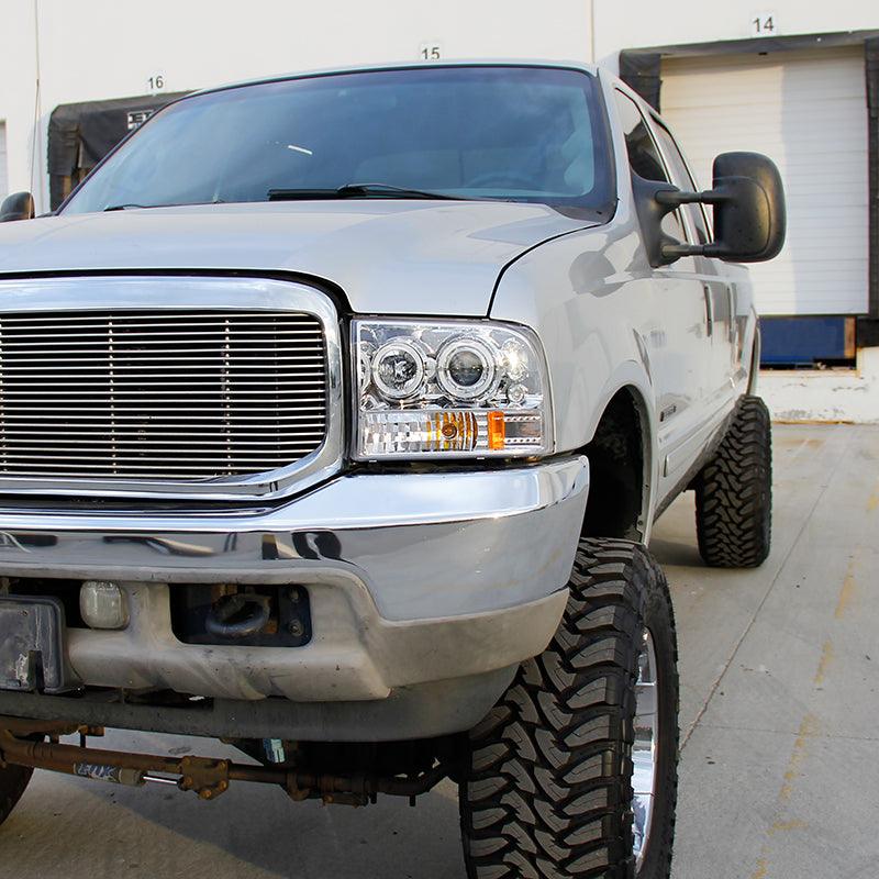 Spec-D Projector Headlights Ford F250 F350 F450 (99-04) LED Halo DRL - Black / Chrome / Smoked