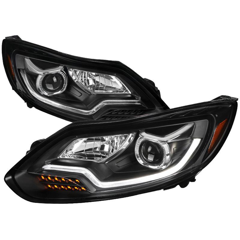 Spec-D Projector Headlights Ford Focus (2012-2013-2014) Sequential Black w/ DRL Bar