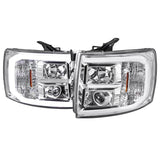 Spec-D Projector Headlights Chevy Silverado (07-13) LED C-Bar DRL - Black / Smoked / Clear