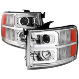 Spec-D Projector Headlights Chevy Silverado (07-13) LED C-Bar DRL - Black / Chrome