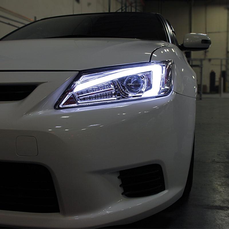 Spec-D Projector Headlights Scion tC (2011-2012-2013) w/ LED Bar - Black / Tinted / Chrome