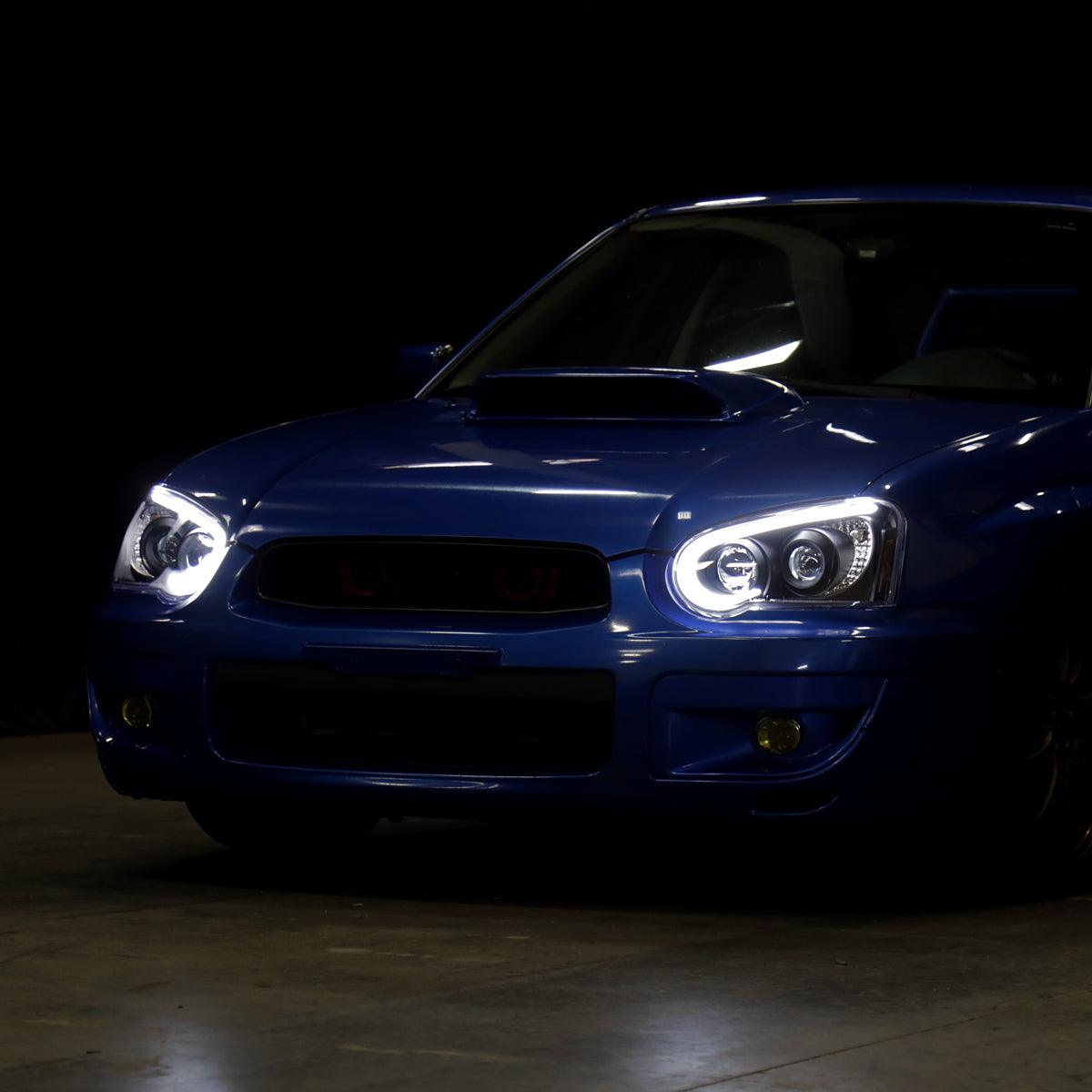 Spec-D Projector Headlights Subaru WRX/STi (2004-2005) w/ LED Bar - Black or Chrome