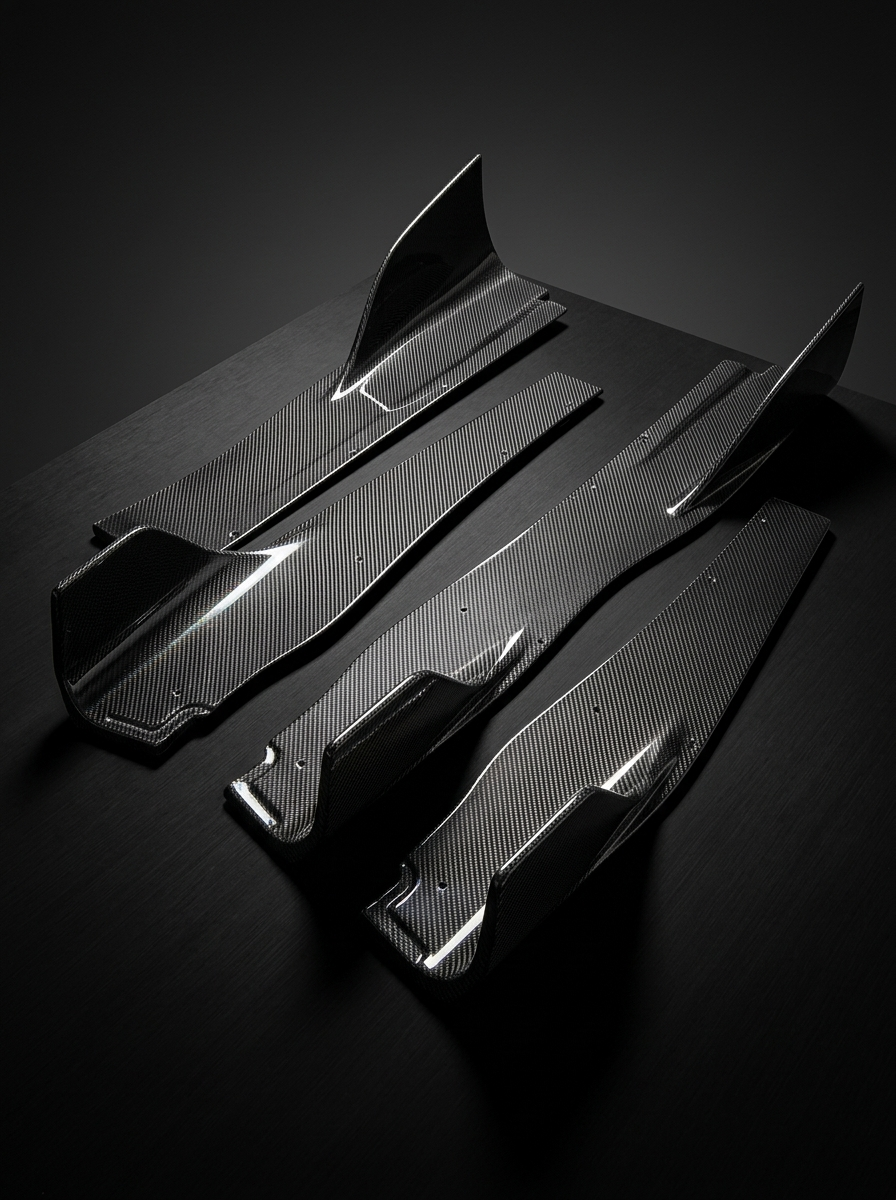 McLaren 750S Dry Carbon Fiber Side Skirts Polished Finish 2024+ Pair