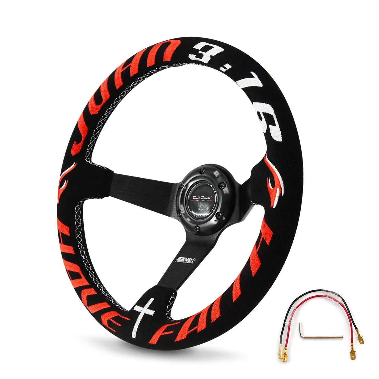 Have Faith Infiniti G35 G37 Suede 3"Deep Dish Steering Wheel + Quick Release Short Hub Adapter