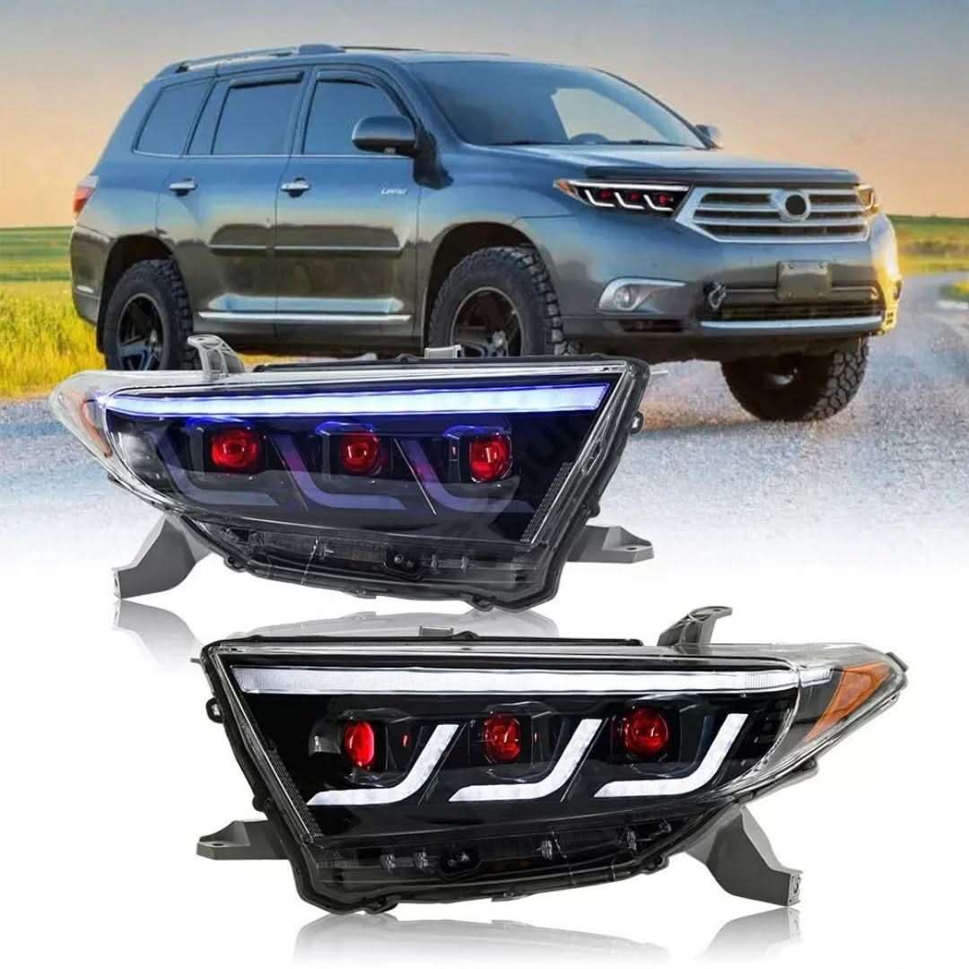 LED Headlight Assembly with Sequential Turn Signals & DRL – Toyota Highlander (2011–2014)