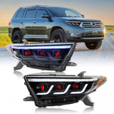 LED Headlight Assembly with Sequential Turn Signals & DRL – Toyota Highlander (2011–2014)