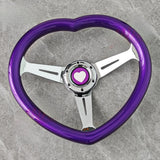 JDM Chrome Bracket Heart Shaped Steering Wheel
