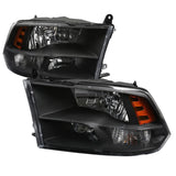 Spec-D Crystal Headlights Dodge Ram (2009-2018) Optional LED Bar - Matte Black or Chrome