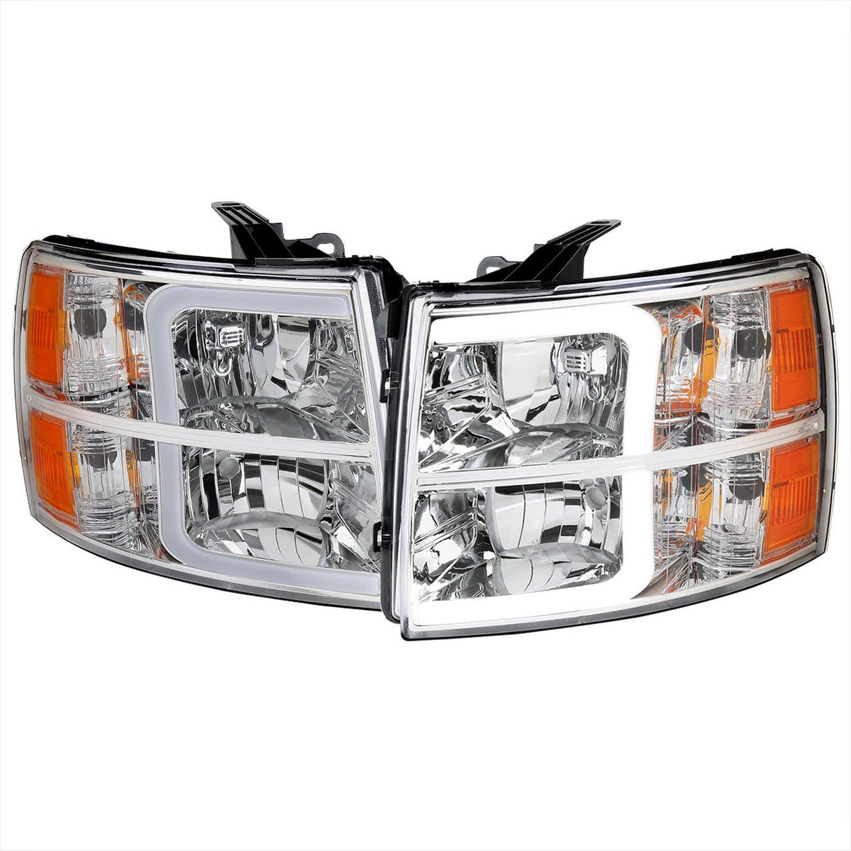 Spec-D Headlights Chevy Silverado (2007-2013) w/ LED Tube - Black or Chrome