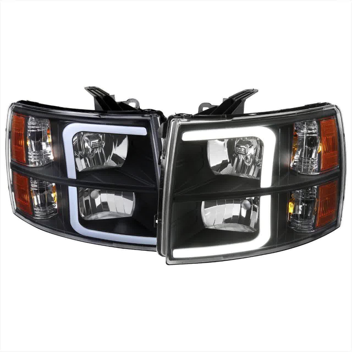 Spec-D Headlights Chevy Silverado (2007-2013) w/ LED Tube - Black or Chrome