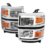 Spec-D Projector Headlights Chevy Silverado (2014-2015) LED Bar - Black / Chrome