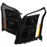 Spec-D Projector Headlights Cadillac SRX (10-16) w/ LED Strip & Sequential Turn Signal - Black