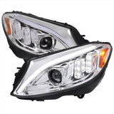Mercedes C250 C300 C400 C450 Sedan W205 - Black / Chrome Projector Headlights LED DRL Bar (2015-2018) - K2 Industries