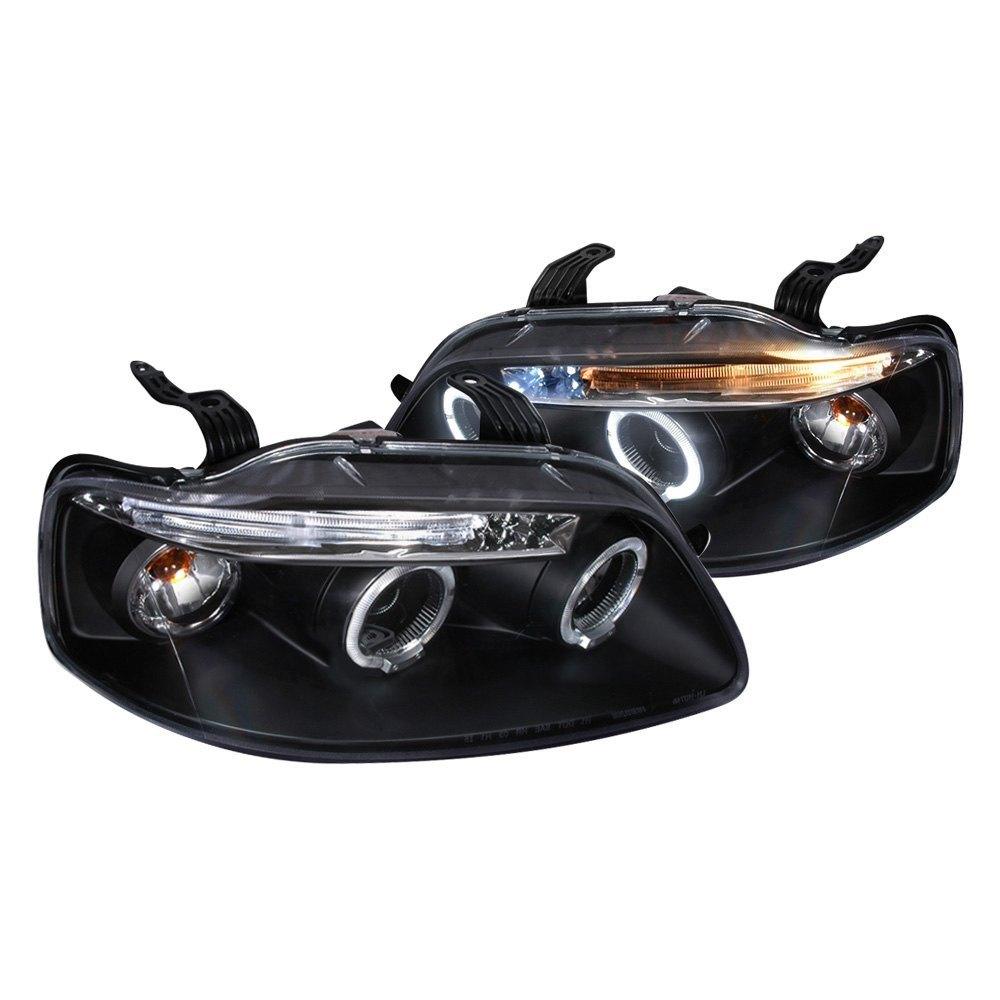 Spec-D Projector Headlights Chevy Aveo (04-08) w/ Dual Halo LED - Black / Chrome