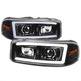 Spec-D Projector Headlights Yukon (00-06) Sierra (99-06) w/ LED Strip & H1 Bulbs