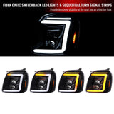 Spec-D Projector Headlights GMC Yukon (07-14) Switchback LED DRL C-Bar - Black / Chrome