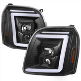 Spec-D Projector Headlights GMC Yukon (07-14) Switchback LED DRL C-Bar - Black / Chrome