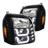 Spec-D Projector Headlights GMC Yukon (07-14) LED DRL U-Bar - Black / Chrome