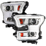 Spec-D Projector Headlights Ford F150 (2015-2016-2017) LED Bar & Sequential Switchback - Black / Chrome / Smoke