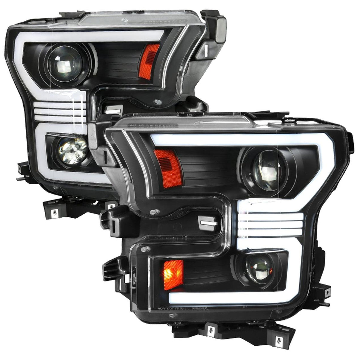 Spec-D Projector Headlights Ford F150 (2015-2016-2017) LED Bar & Sequential Switchback - Black / Chrome / Smoke