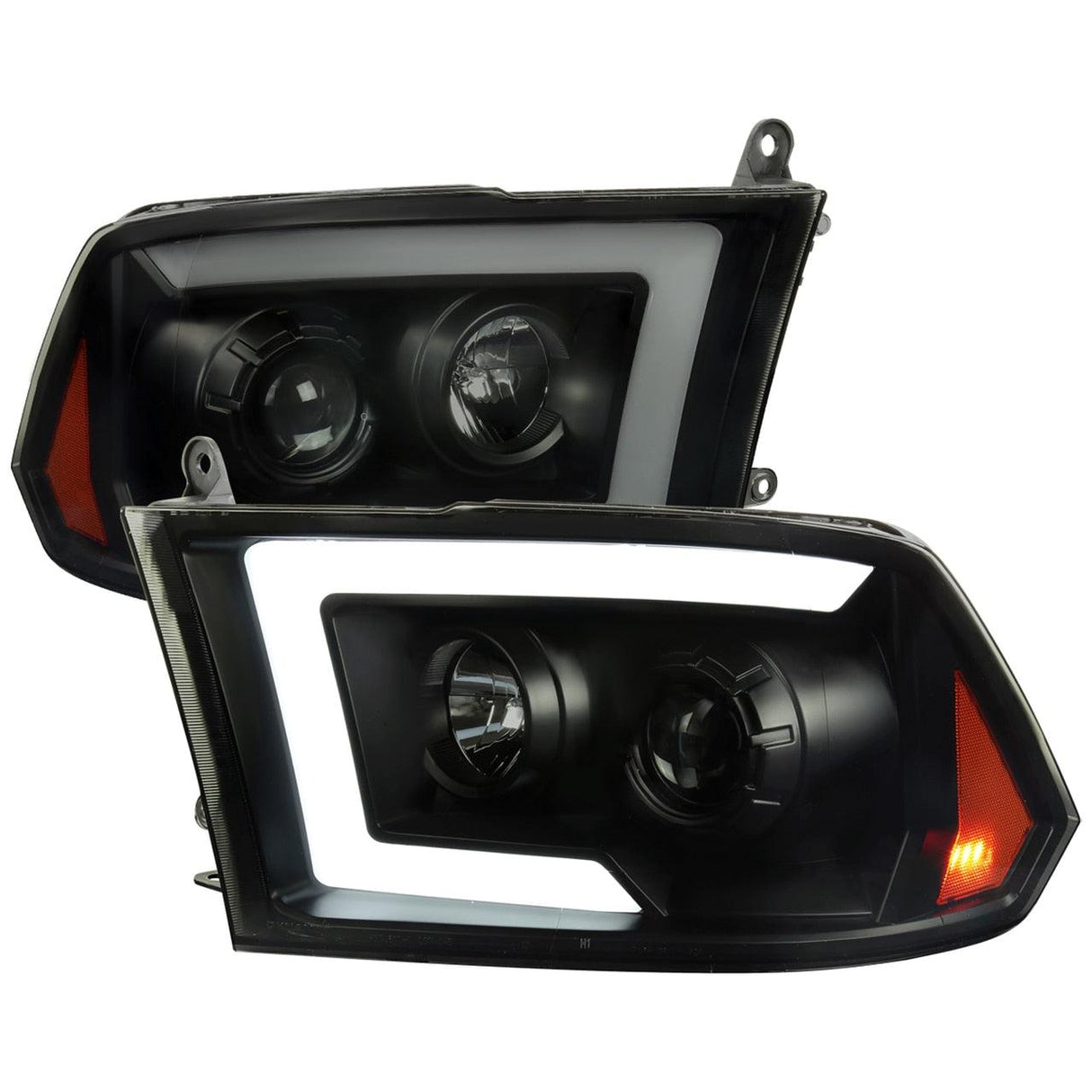 Spec-D Projector Headlights Dodge Ram (09-18) C-Bar LED Sequential Switchback - Black / Chrome