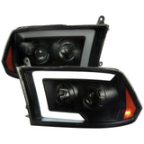 Spec-D Projector Headlights Dodge Ram (09-18) C-Bar LED Sequential Switchback - Black / Chrome