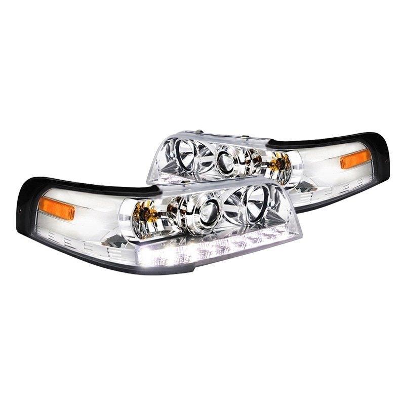 Spec-D Projector Headlights Ford Crown Victoria (1998-2011) w/ LED Strip - Black or Chrome