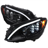 Mercedes C250 C300 C400 C450 Sedan W205 - Black / Chrome Projector Headlights LED DRL Bar (2015-2018) - K2 Industries